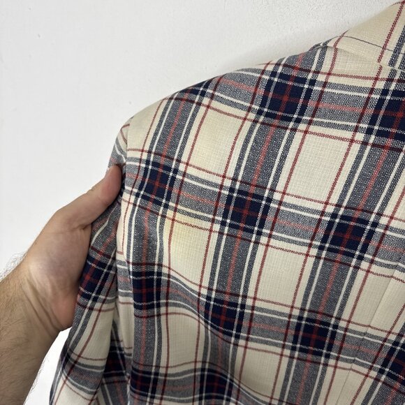 VTG 70s Plaid Sport Coat Men’s 40 Blazer Jacket WKRP Herb Style Wool Blend - Picture 5 of 9